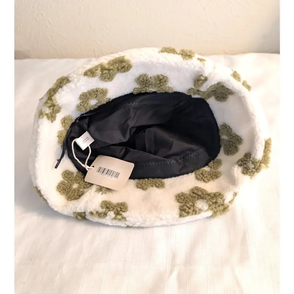 Fadivo New York White & Green Floral Sherpa Bucket Hat